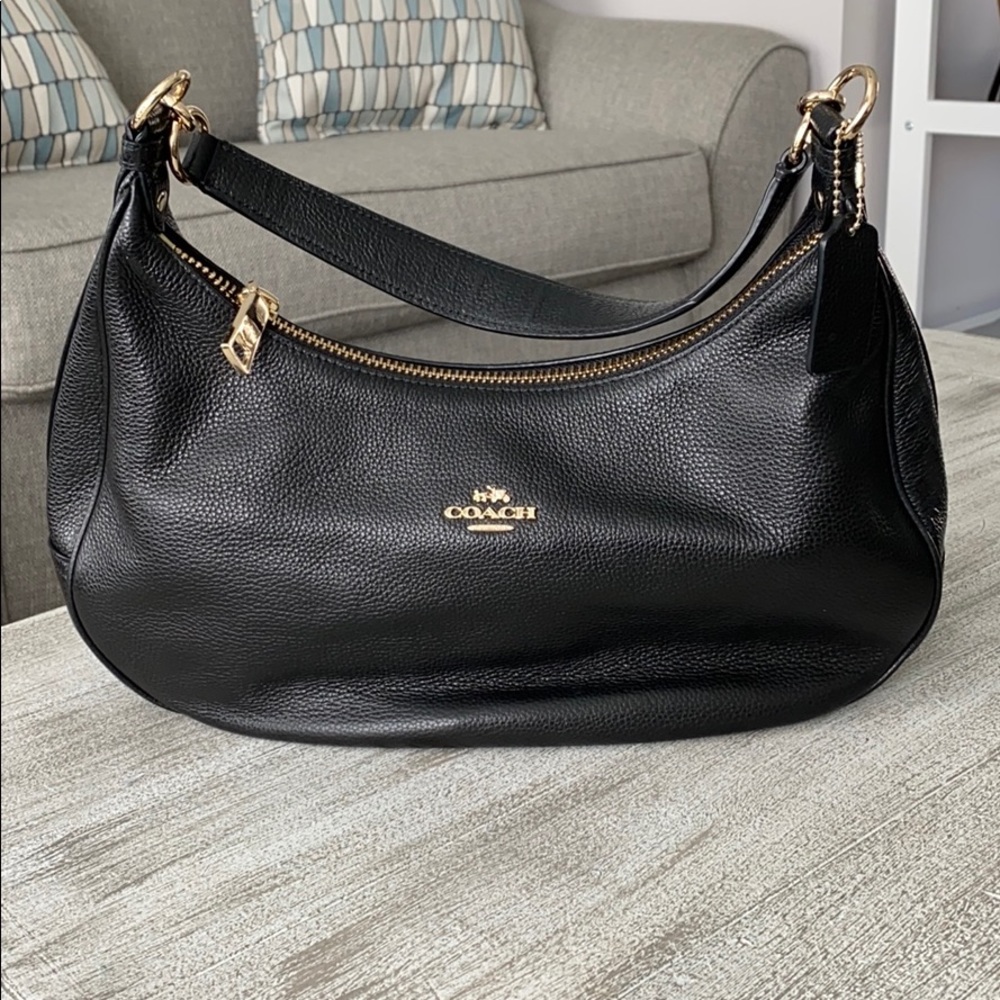 Large black leather Coach bag. New